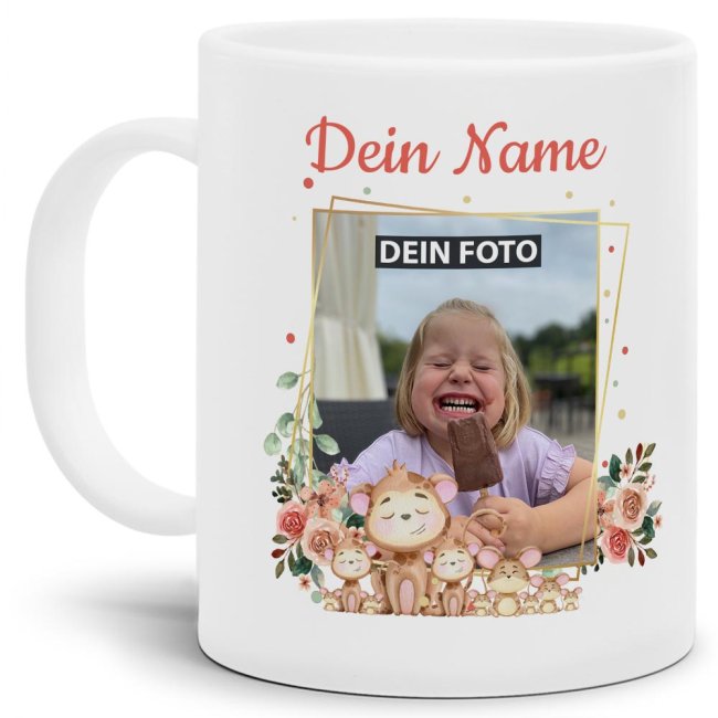 Tassendruck Plastiktasse mit Foto für Kinder - Äffchen - mit Name personalisierbar - aus robustem Kunststoff