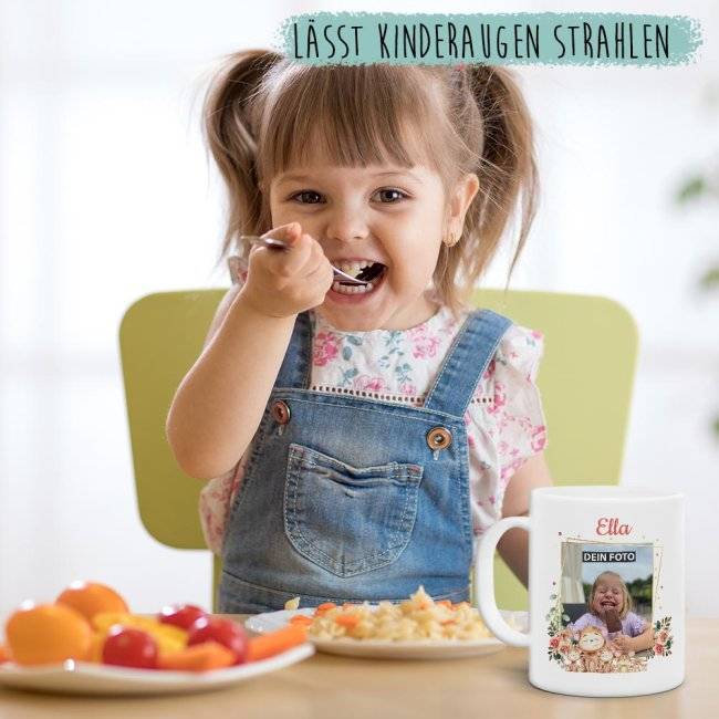 Tassendruck Plastiktasse mit Foto für Kinder - Äffchen - mit Name personalisierbar - aus robustem Kunststoff Räumungsverkauf