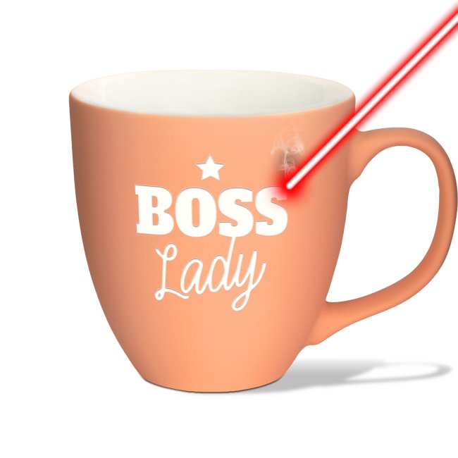 Tassendruck Samtig-matte Porzellantasse mit Gravur - XXL Jumbotasse - BOSS Lady - Softtouch Effect