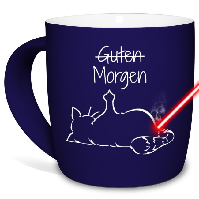 Tassendruck mit Lasergravur - Morgen-Katze Vierteljährliche Förderung