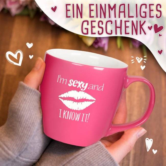 Tassendruck Hochglänzende Porzellantasse mit Gravur - XXL Jumbotasse - I'm sexy - Glossy Effect Discount Store für neue Produkte