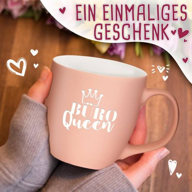 Tassendruck Samtig-matte Porzellantasse mit Gravur - XXL Jumbotasse - Büro QUEEN - Softtouch Effect Riesige Rabatte