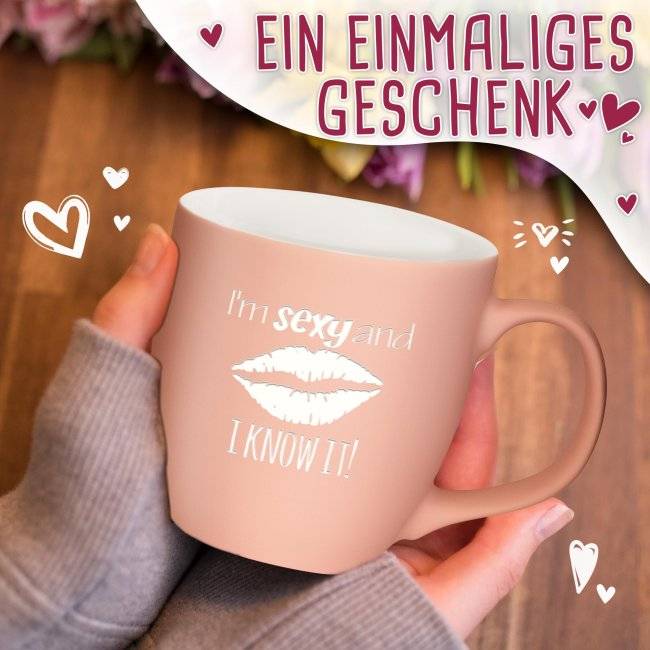 Tassendruck Samtig-matte Porzellantasse mit Gravur - XXL Jumbotasse - I'm sexy - Softtouch Effect Clearance-Verkauf