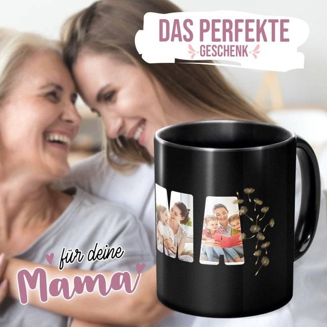 Tassendruck Schwarze mit Spruch - Wir lieben dich, Mama - mit 5 Fotos gestalten Black Friday