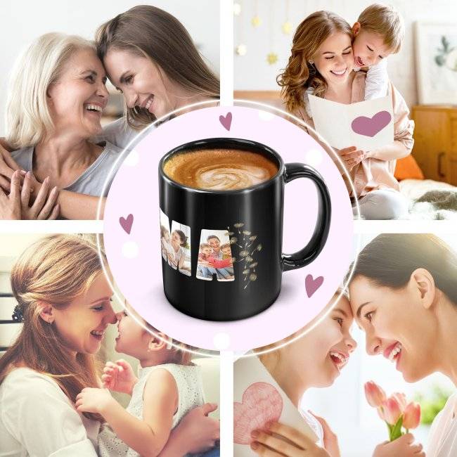 Tassendruck Schwarze mit Spruch - Wir lieben dich, Mama - mit 5 Fotos gestalten Black Friday
