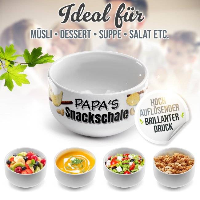 Tassendruck Müslischüssel - Papas Snackschale salzig - 500 ml Zeitlich begrenztes Angebot