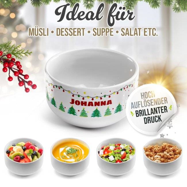 Tassendruck Müslischüssel - Frohe Weihnachten - mit Name - 500 ml Letzte 3 Tage