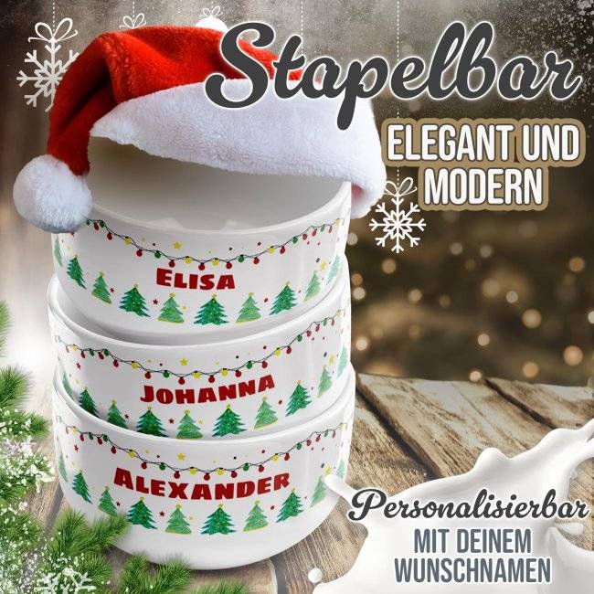 Tassendruck Müslischüssel - Frohe Weihnachten - mit Name - 500 ml Letzte 3 Tage