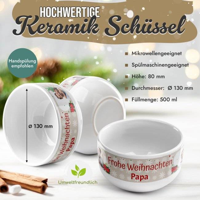 Tassendruck Müslischüssel - Frohe Weihnachten - mit Name und Foto - 500 ml JETZT KAUFEN