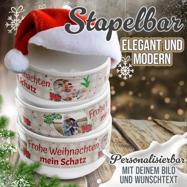 Tassendruck Müslischüssel - Frohe Weihnachten - mit Name und Foto - 500 ml JETZT KAUFEN
