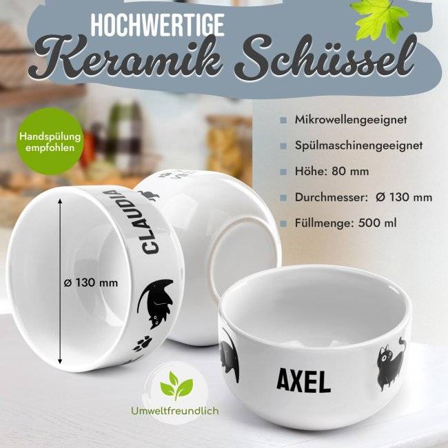 Tassendruck Müslischüssel - Katze Guten Morgääähn - mit Name - 500 ml Letzter Tag