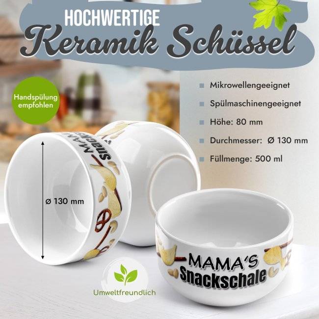 Tassendruck Müslischüssel - Mamas Snackschale salzig - 500 ml Zeitbegrenzte Promotion