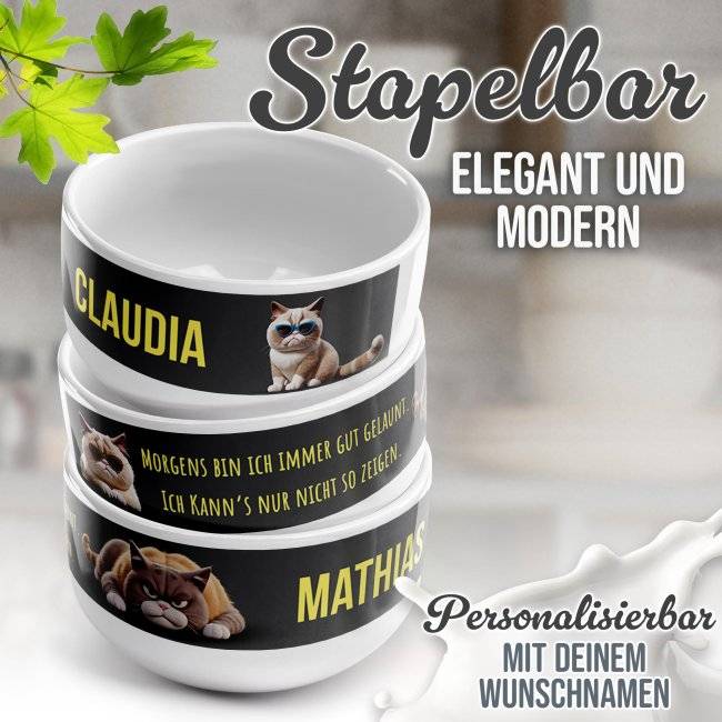 Tassendruck Müslischüssel - Morgens gut gelaunt - mit Name - 500 ml Bis zu 65% Rabatt