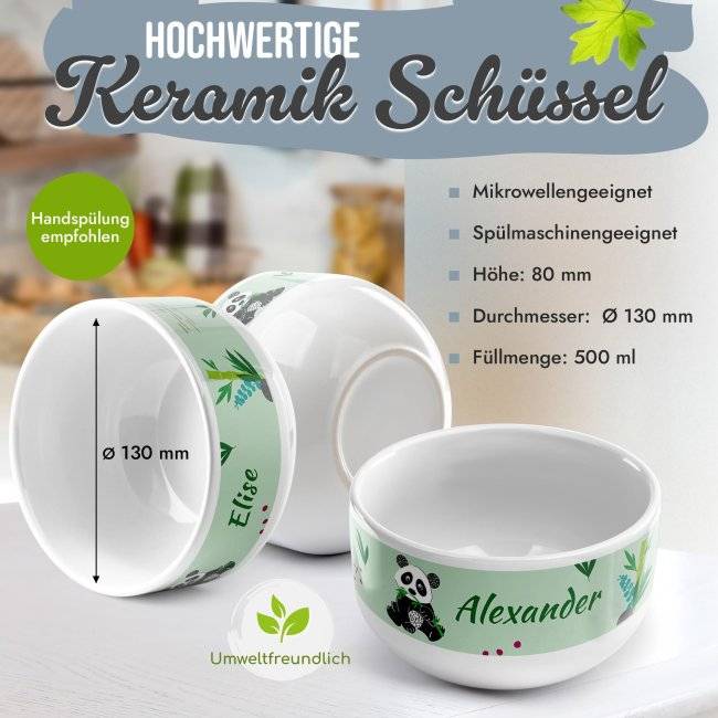 Tassendruck Kinder-Müslischüssel - Panda - mit Name - 500 ml Sonderangebot der Fabrik