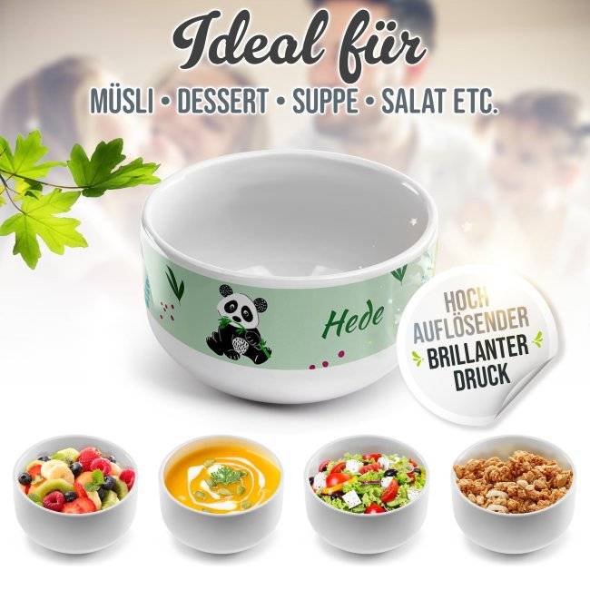 Tassendruck Kinder-Müslischüssel - Panda - mit Name - 500 ml Sonderangebot der Fabrik