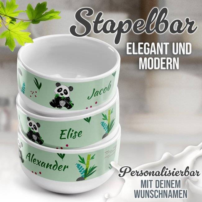 Tassendruck Kinder-Müslischüssel - Panda - mit Name - 500 ml Sonderangebot der Fabrik