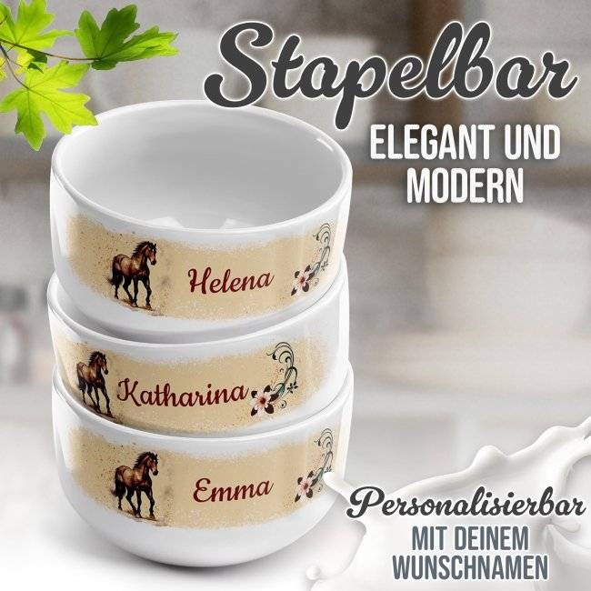 Tassendruck Kinder-Müslischüssel - Pferd - mit Name - 500 ml Vierteljährliche Förderung