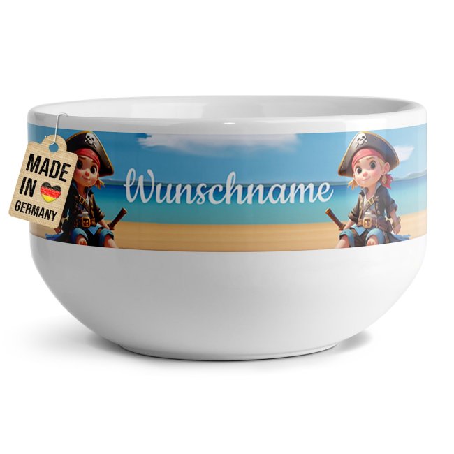 Tassendruck Kinder-Müslischüssel - Piratin - mit Name - 500 ml