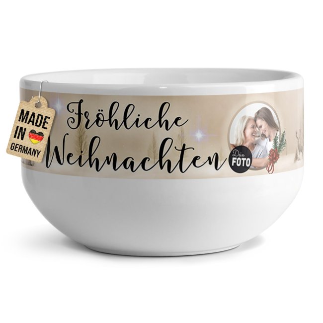 Tassendruck Müslischlüssel - Weihnachten Sepia - mit Foto - 500 ml