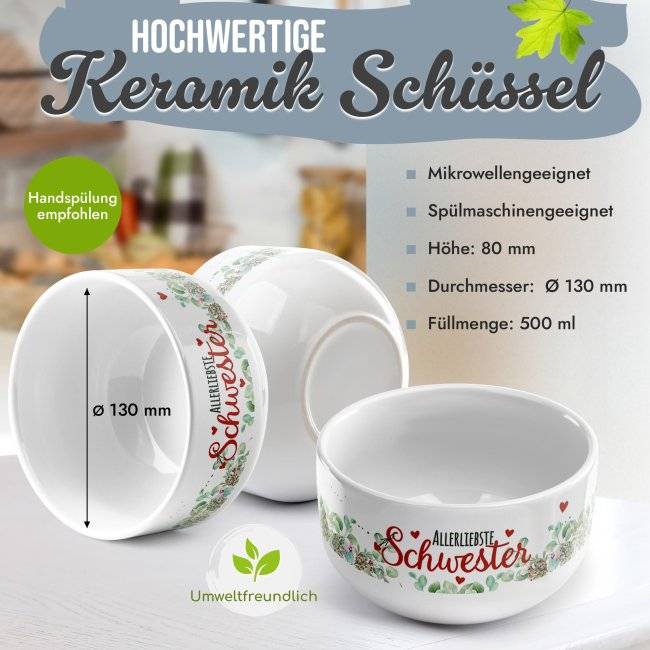 Tassendruck Müslischüssel - Allerliebste Schwester - 500 ml Speichern exportieren