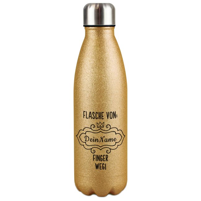 Tassendruck Edelstahl-Trinkflasche Glitzer selbst gestalten - individuell mit Name