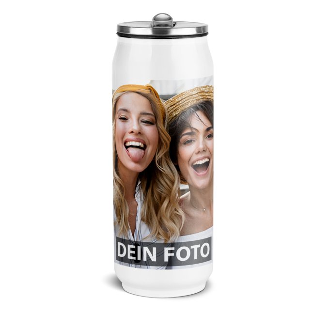Tassendruck Trinkflasche in Cola-Form selbst gestalten - Cola-Dose - Weiß, 420 ml