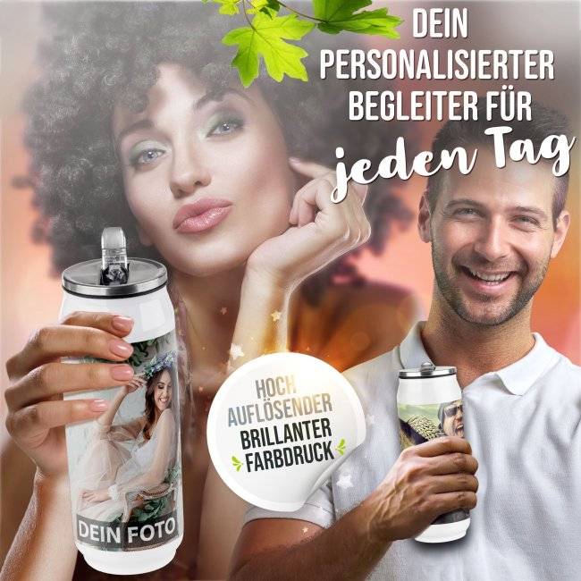 Tassendruck Trinkflasche in Cola-Form selbst gestalten - Cola-Dose - Weiß, 420 ml Fabrikverkauf