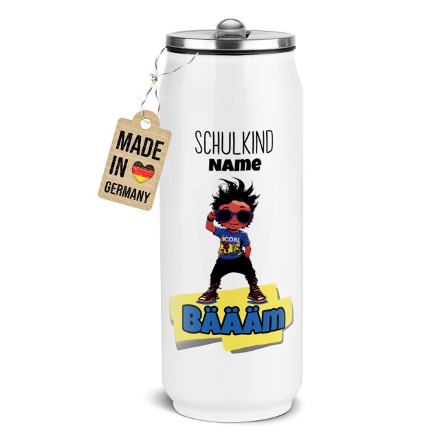 Tassendruck Cola-Dose - Schulkind Bäääm Boy - mit Name - Weiß 420 ml