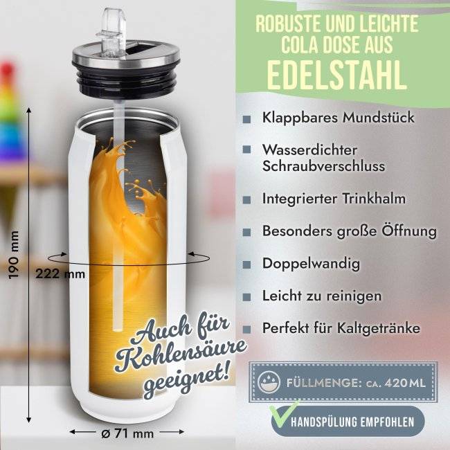 Tassendruck Cola-Dose - Schulkind Bäääm Girl - mit Name - Weiß 420 ml Versandkostenfrei