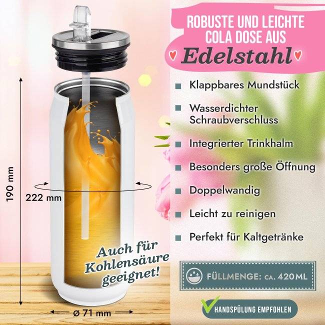 Tassendruck Personalisierte Trinkflasche mit Name - Mein Schatz - Edelstahl Cola-Dose Weiß, 420 ml Osterangebot