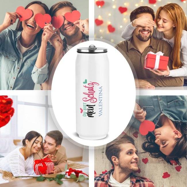 Tassendruck Personalisierte Trinkflasche mit Name - Mein Schatz - Edelstahl Cola-Dose Weiß, 420 ml Osterangebot