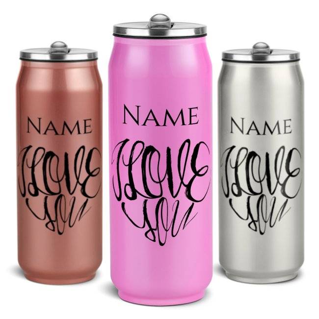 Tassendruck Trinkflasche Cola-Dose - I love you - mit Name - verschiedene Farben, 420 ml Top Angebot