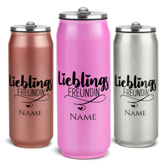 Tassendruck Trinkflasche Edelstahl - Lieblingsfreundin - mit Name - verschiedene Farben, 420 ml