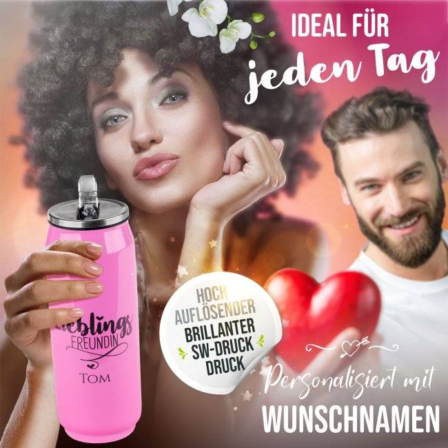 Tassendruck Trinkflasche Edelstahl - Lieblingsfreundin - mit Name - verschiedene Farben, 420 ml Online Outlet